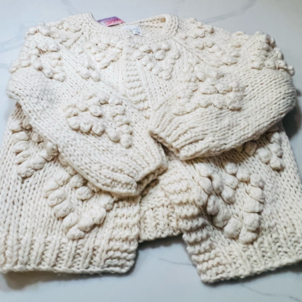 New Open Front Ivory Cardigan. Oversized Size Small - Picture 3 of 8